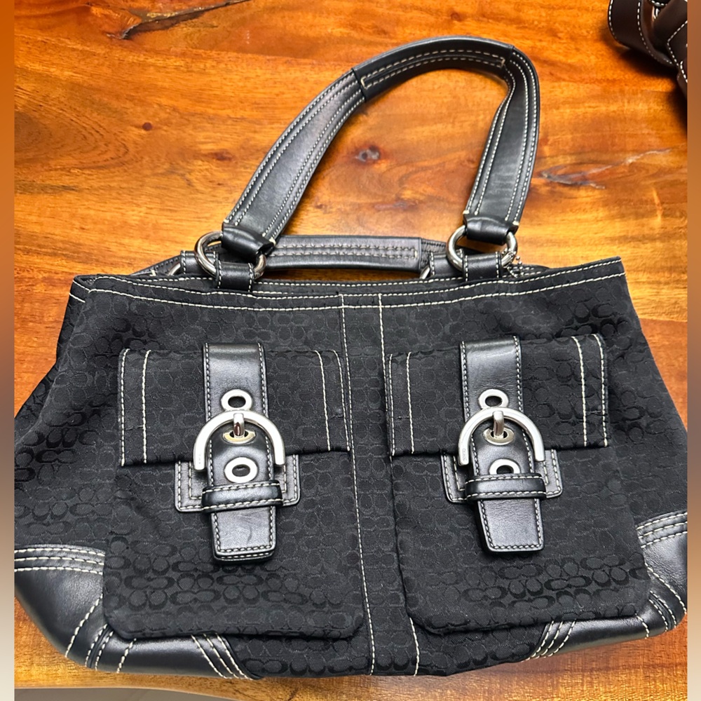 Coach Black Shoulder Bag with Chrome Buckles